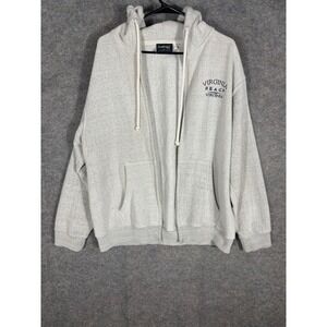 Comforter USA Mens XL Grey Virginia Beach Embroidered Full Zip Hoodie Sweatshirt
